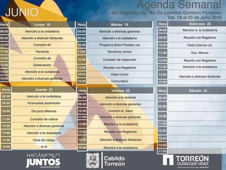 Agenda Semanal JUNIO Cabildo Torreón