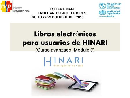 Libros electrónicos para usuarios de HINARI (Curso avanzado: Módulo 7)
