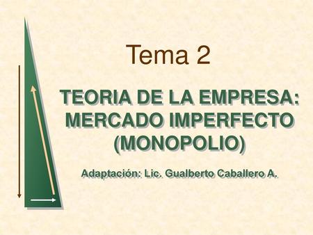 MERCADO IMPERFECTO (MONOPOLIO) Adaptación: Lic. Gualberto Caballero A.