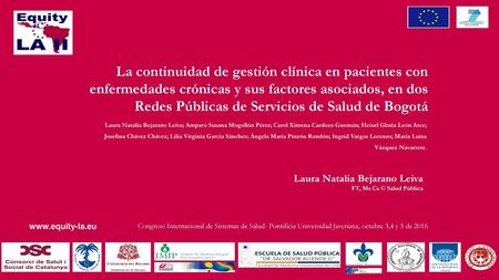 La continuidad de gestión clínica en pacientes con enfermedades crónicas y sus factores asociados, en dos Redes Públicas de Servicios de Salud de Bogotá.