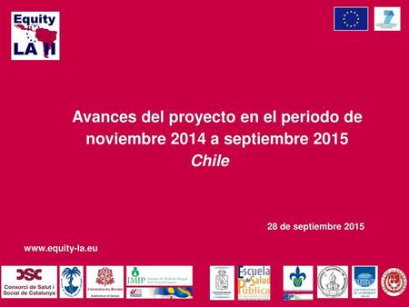 Avances del proyecto en el periodo de noviembre 2014 a septiembre 2015