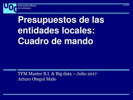 Presupuestos de las entidades locales: Cuadro de mando