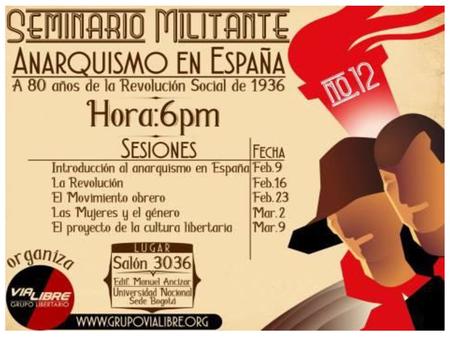 Primera sesión. Febrero 9: Introducción al Anarquismo en España