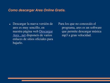 Como descargar Ares Online Gratis.