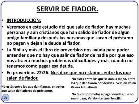 SERVIR DE FIADOR. INTRODUCCIÒN: