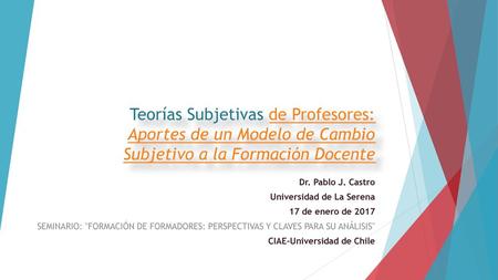 Dr. Pablo J. Castro Universidad de La Serena 17 de enero de 2017
