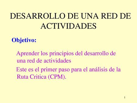 DESARROLLO DE UNA RED DE ACTIVIDADES