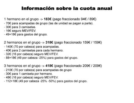 Información sobre la cuota anual