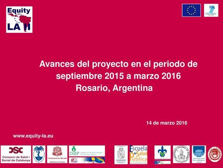Avances del proyecto en el periodo de septiembre 2015 a marzo 2016