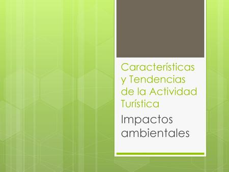 Características y Tendencias de la Actividad Turística