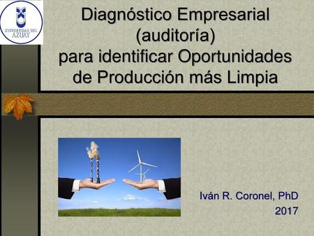 Diagnóstico Empresarial (auditoría) para identificar Oportunidades de Producción más Limpia Iván R. Coronel, PhD 2017.