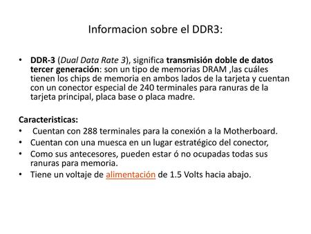 Informacion sobre el DDR3:
