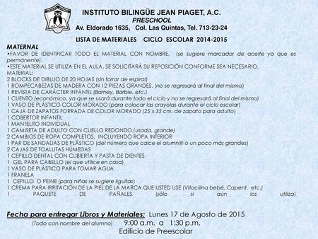 INSTITUTO BILINGÜE JEAN PIAGET, A.C.