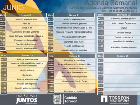 Agenda Semanal JUNIO Cabildo Torreón