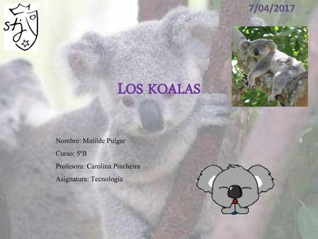 LOS KOALAS 7/04/2017 Nombre: Matilde Pulgar Curso: 5ºB