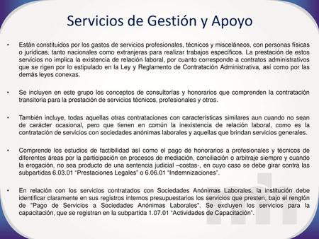Servicios de Gestión y Apoyo