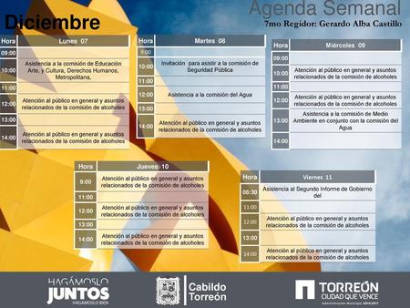 Agenda Semanal Diciembre Cabildo Torreón