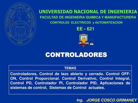 CONTROLADORES UNIVERSIDAD NACIONAL DE INGENIERIA EE - 621