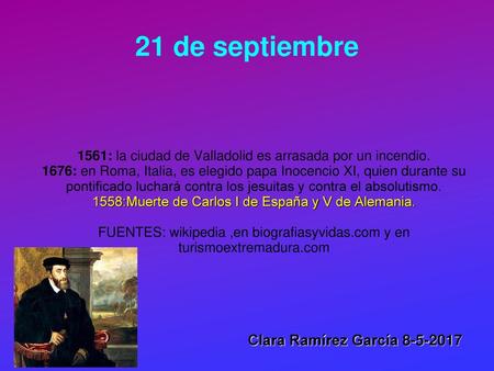 21 de septiembre Clara Ramírez García