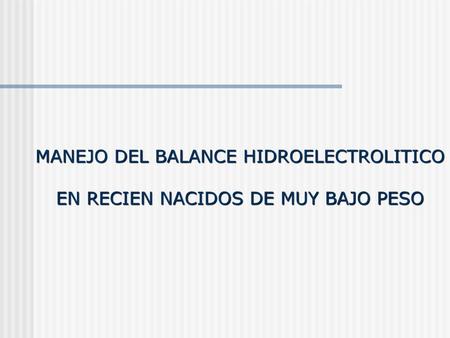 BALANCE HIDROELECTROLITICO