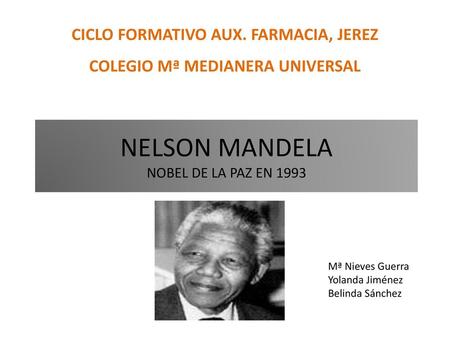 NELSON MANDELA NOBEL DE LA PAZ EN 1993