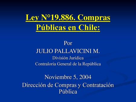 Ley N° Compras Públicas en Chile: