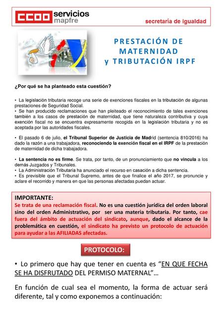PRESTACIÓN DE MATERNIDAD