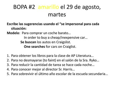 BOPA #2 amarillo el 29 de agosto, martes