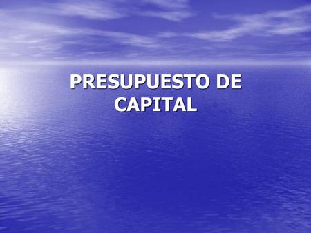 PRESUPUESTO DE CAPITAL