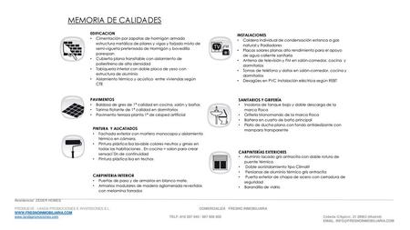 MEMORIA DE CALIDADES EDIFICACION