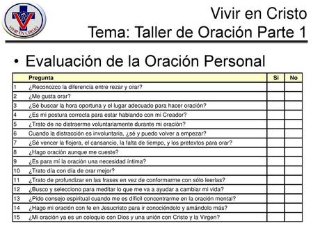 Evaluación de la Oración Personal