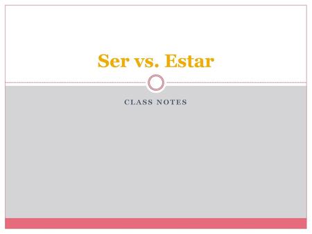 Ser vs. Estar Class Notes.