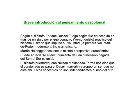Breve introducción al pensamiento descolonial