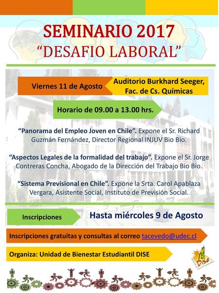 SEMINARIO 2017 “DESAFIO LABORAL” Hasta miércoles 9 de Agosto