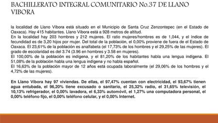 BACHILLERATO INTEGRAL COMUNITARIO No.37 DE LLANO VIBORA