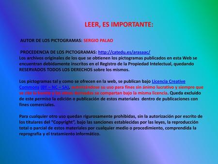 LEER, ES IMPORTANTE: AUTOR DE LOS PICTOGRAMAS: SERGIO PALAO