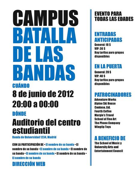 Campus Batalla de las bandas 8 de junio de :00 a 00:00