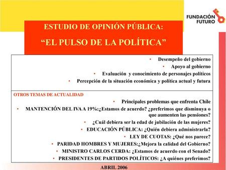 ESTUDIO DE OPINIÓN PÚBLICA: “EL PULSO DE LA POLÍTICA”