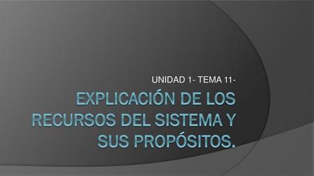 Explicación de los recursos del sistema y sus propósitos.