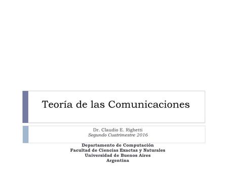 Teoría de las Comunicaciones