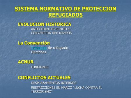 SISTEMA NORMATIVO DE PROTECCION REFUGIADOS