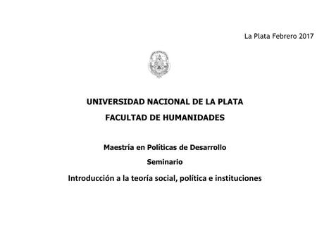 Introducción a la teoría social, política e instituciones
