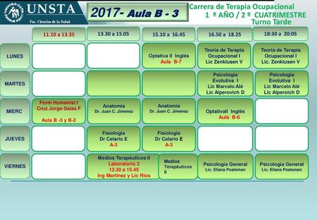 2017- Aula B - 3 Carrera de Terapia Ocupacional