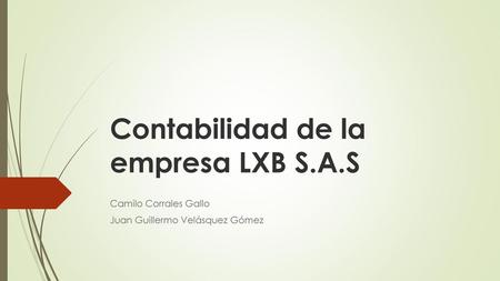 Contabilidad de la empresa LXB S.A.S