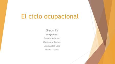 El ciclo ocupacional Grupo #4 Integrantes: Daniela Valarezo