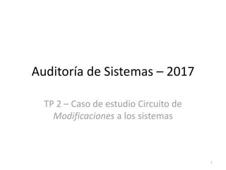 Auditoría de Sistemas – 2017