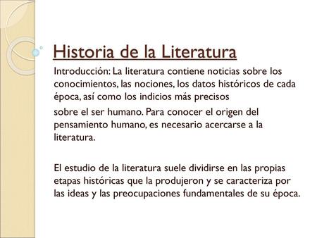 Historia de la Literatura