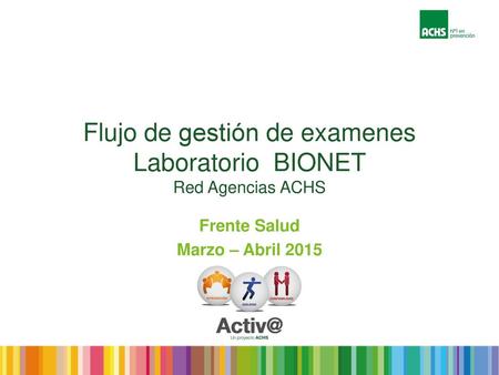 Flujo de gestión de examenes Laboratorio BIONET Red Agencias ACHS