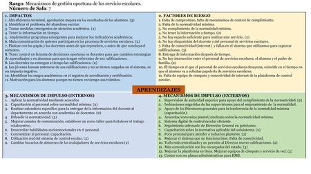 Rasgo: Mecanismos de gestión oportuna de los servicio escolares