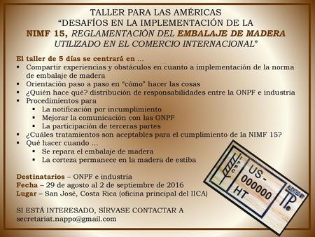 TALLER PARA LAS AMÉRICAS “DESAFÍOS EN LA IMPLEMENTACIÓN DE LA